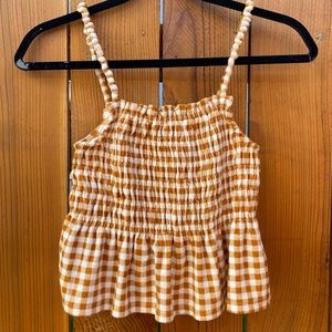 NEW! SO Ruffled Smocked Plaid Tank Top Small